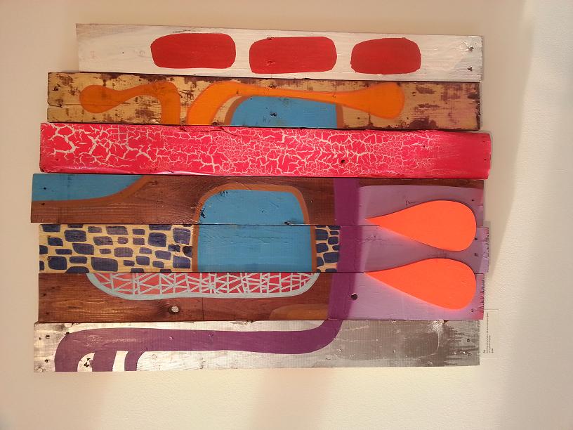 Day Acrylic,ink pens and spray paint on 7 panels of wood.