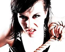 A picture of an angry woman in rubber by Carl Byron Batson
