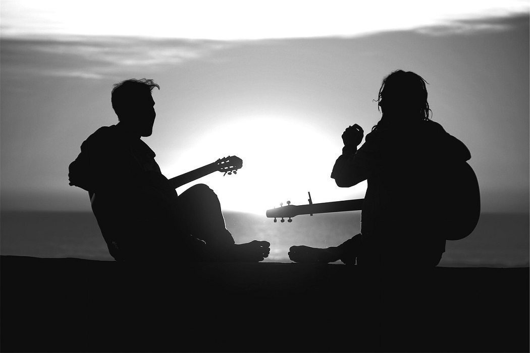 musicians and sunset