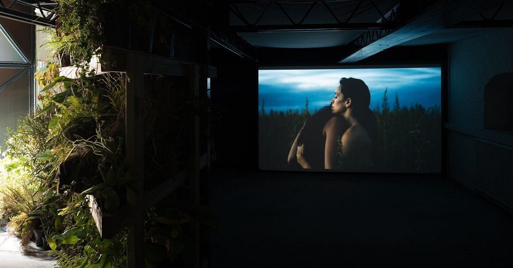 Shannon Te Ao, With the sun aglow, I have my pensive moods, 2017, two channel video, colour and sound. Cinematography Iain Frengley. 