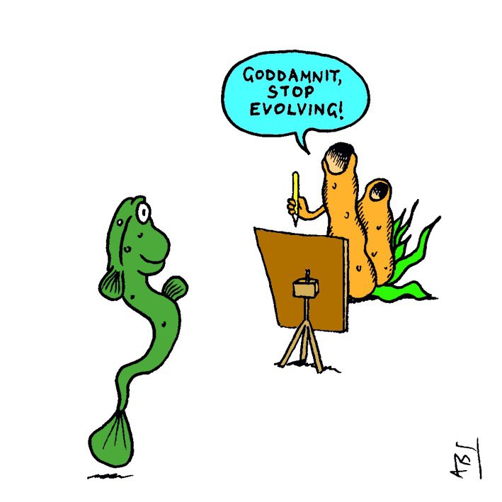 Evolution: Satirical Saturday Cartoon on Art by Alex Brenchley 2019