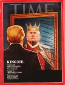 Andres Serrano, King Me (photograph of a Time Magazine cover autographed by Trump, from “The Game: All Things Trump,” 2018-2019)