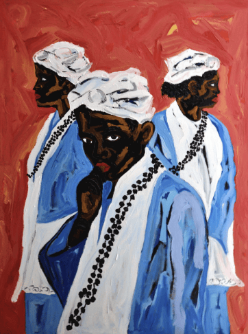 Image shows artwork by Antonio Sergio Moreira, O Menino Kalunga, 2023. Mixed technique on canvas, 200 cm x 150 cm.
Courtesy of Ricardo Fernandes Gallery.