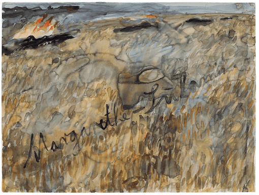 Image shows artwork by
Anselm Kiefer (b. 1945)
Margarethe - Sulamit (Margaret - Shulamite)
, 1981
Watercolour on paper, 42 x 56 cm
Hall Collection. Courtesy of the Hall Art
Foundation. © Anselm Kiefer