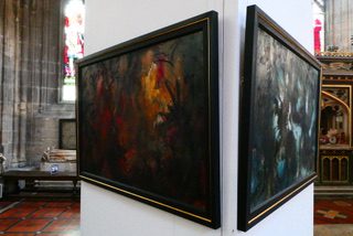 Image shows Chantal Meza paintings at St Mary's Church in Redcliffe Bristol
