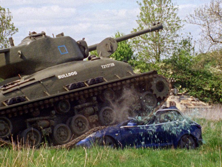 Still from My Ride Over a Tesla, 2026 (dir. Huw Wahl)