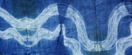 Weiyi Chen, Souls Grown Deep like the Rivers, 2024. Stitched-resist dye on Handwoven cotton fabric, 47 x 20 cm, 2024 Photograph by Xinyue Tao