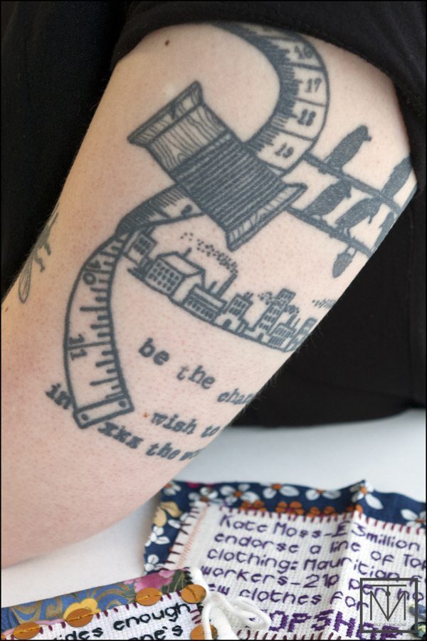 Craftivist Sarah arm